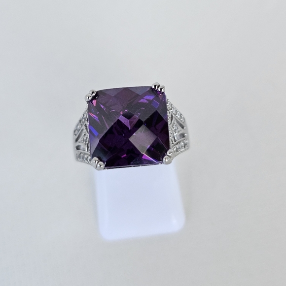 Ross Simons Checkerboard Cut Amethyst Ring Size 7 - Picture 4 of 17